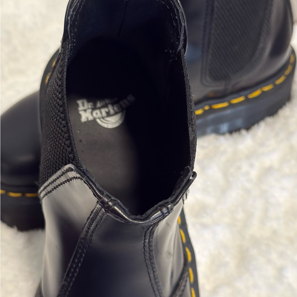 Dr. Martens Black Chelsea Platform Boots with Yellow Stitching - Picture 10 of 12